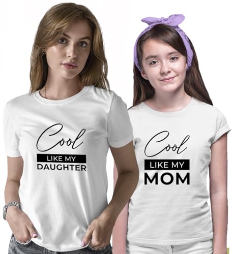 INDISSH Mom Daughter Matching Printed Cotton Tshirt Combo (MD-08-COM-PAR) | Mother Daughter Casual Wear Twinning Crew Neck T-Shirts Combo Pack of 2