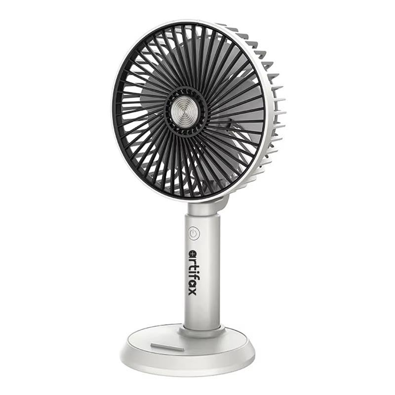 Artifax Rechargeable Portable Fan ART-B-3 | 90° Rotation | 3-Speed | Built-in Mobile Holder | Removable Grill | Type-C Charging | Compact, Durable & Easy to Use (Grey)